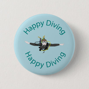 Happy diving 6 cm round badge