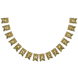 Happy Diwali 2016 Gold White Glitter Lights Party Bunting