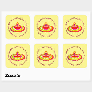 Happy Diwali 20xx Add Year Text Yellow Purple  Square Sticker