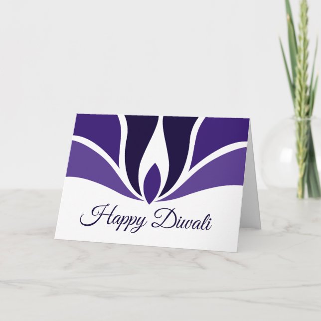 Happy Diwali Beautiful Purple Custom Holiday Card (Front)