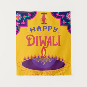 Happy Diwali - Beautiful Vibrant Diwali Designs Tapestry