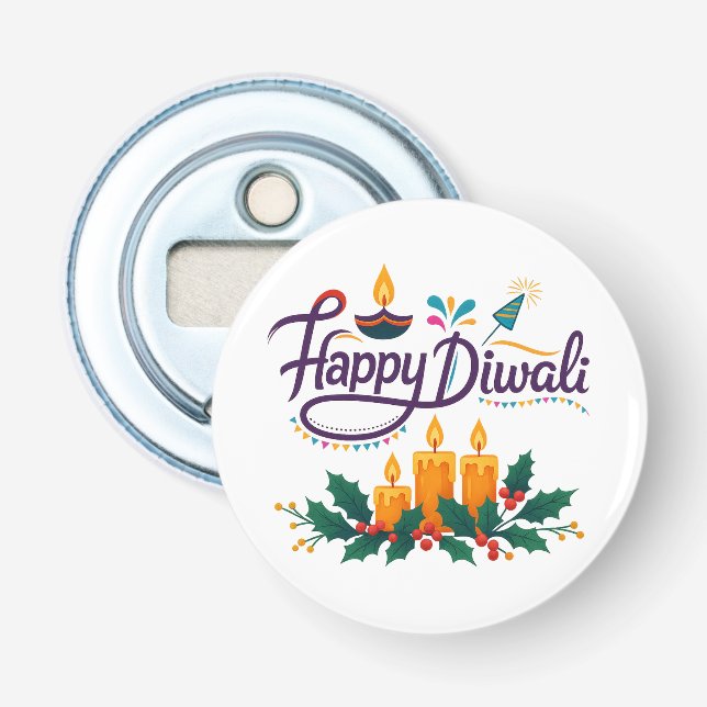Happy Diwali Bottle Opener Festive Party Accessory (Front)
