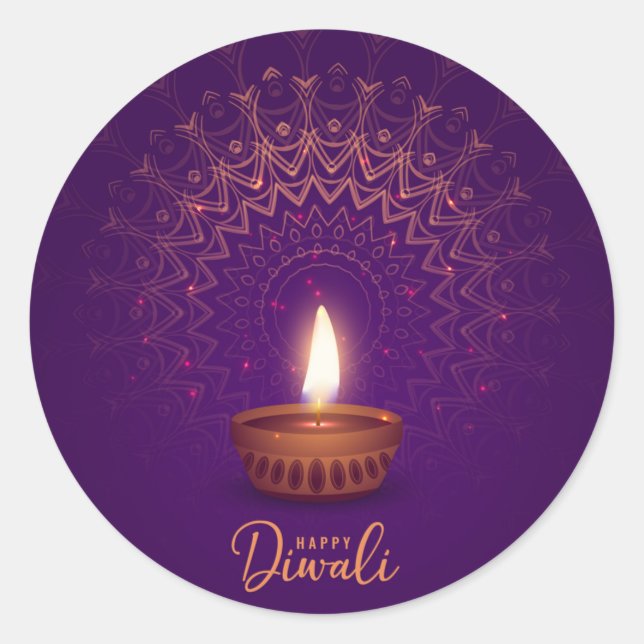 Happy Diwali - Candle lit Classic Round Sticker (Front)