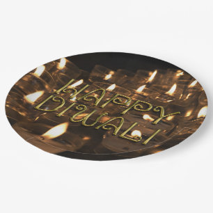 Happy Diwali Candlelight Candles Flame Lights Paper Plate