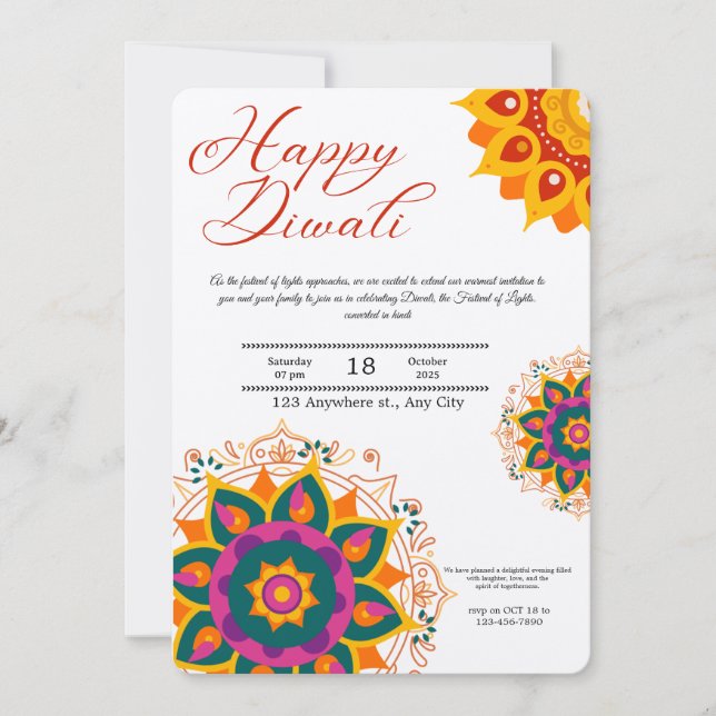 Happy Diwali Celebration Invitation (Front)