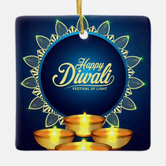 Happy Diwali Ceramic Ornament (Front)