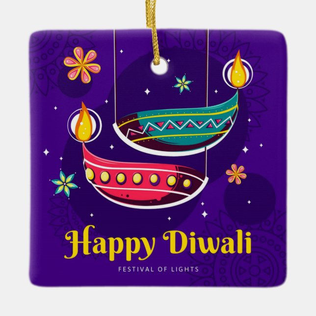 Happy Diwali Ceramic Ornament (Front)