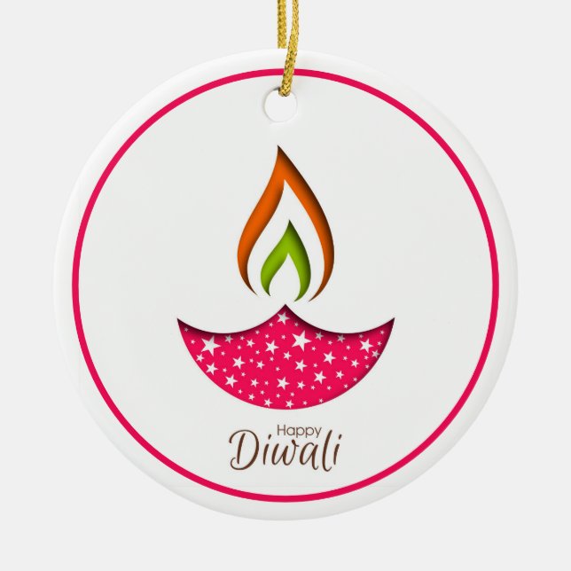Happy Diwali Ceramic Ornament (Front)