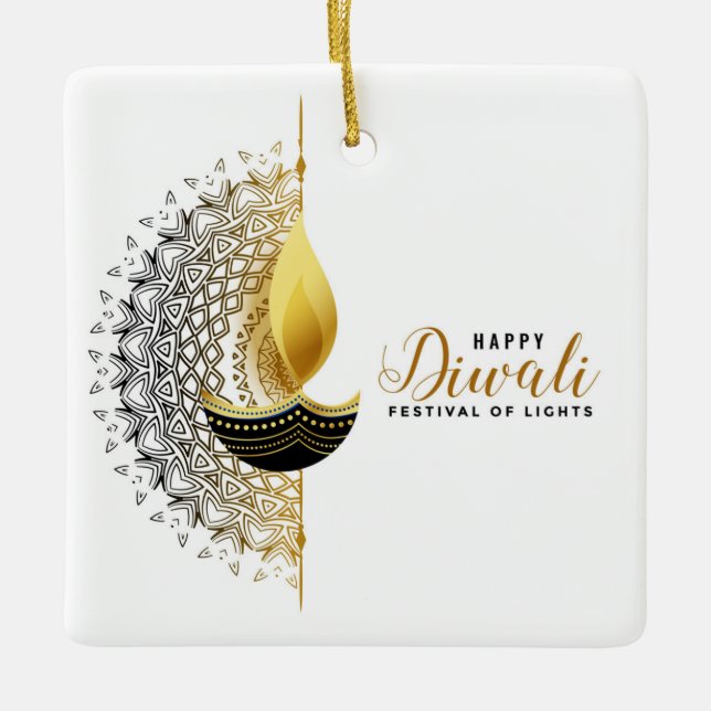Happy Diwali Ceramic Ornament (Front)