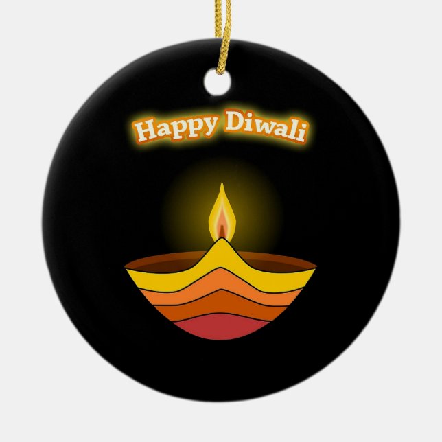 Happy Diwali Ceramic Tree Decoration (Front)