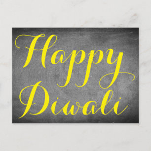 Happy Diwali Chalkboard Typography Custom Card