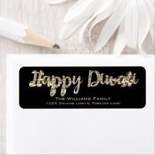 Happy Diwali Chic Black and Gold Lettering Script