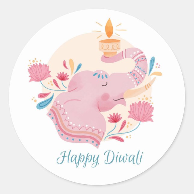 Happy Diwali   Classic Round Sticker (Front)
