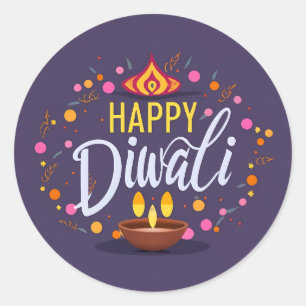 happy diwali classic round sticker