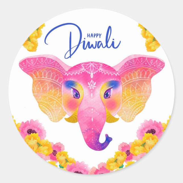 Happy Diwali  Classic Round Sticker (Front)