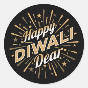 Happy Diwali Dear – Festive Fireworks Celebration  Classic Round Sticker