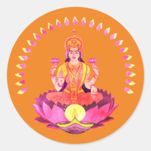 Happy Diwali - Deepalavi Lakshmi Goddess 1 Classic Round Sticker