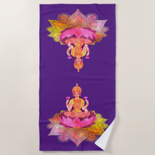 Happy Diwali - Deepalavi Lakshmi Goddess 4 Beach Towel