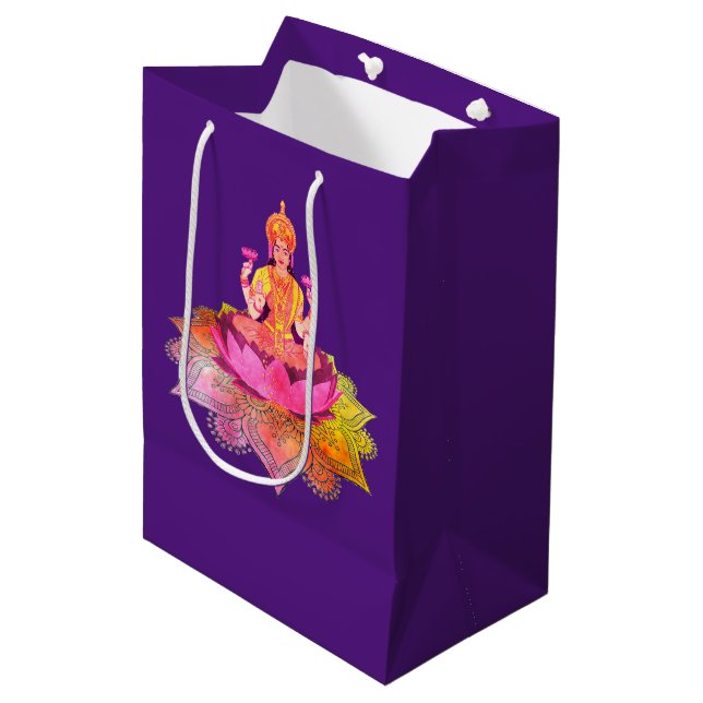 Happy Diwali - Deepalavi Lakshmi Goddess 4 Medium Gift Bag (Front Angled)
