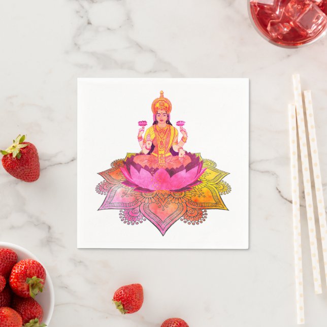 Happy Diwali - Deepalavi Lakshmi Goddess 4 Napkin (Insitu)