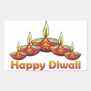 Happy Diwali Deepas Rectangular Sticker