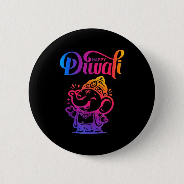 Happy Diwali Deepavali Hindu Indian Festival Of Li 6 Cm Round Badge (Front)