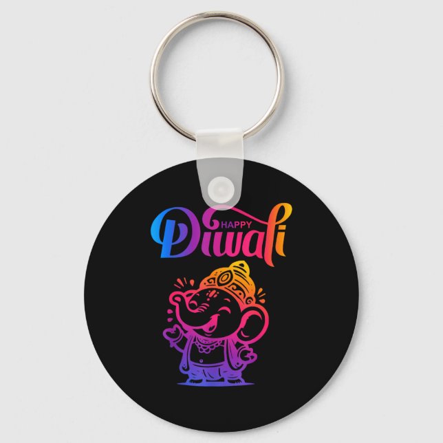 Happy Diwali Deepavali Hindu Indian Festival Of Li Key Ring (Front)
