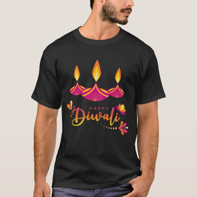Happy Diwali Deepavali Indian Festival of Lights T-Shirt (Front)