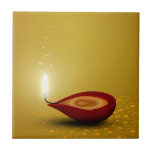 Happy Diwali Diya - Ceramic Tile
