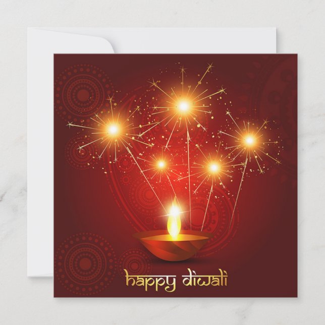 Happy Diwali Diya Festival of Light Firework  Holiday Card (Front)