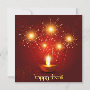 Happy Diwali Diya Festival of Light Firework  Holiday Card