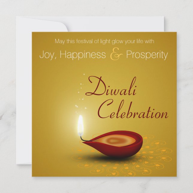 Happy Diwali Diya - Festival of Light Invitation (Front)