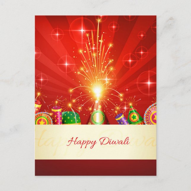 Happy Diwali Diya Firework Festival of Light Holiday Postcard (Front)