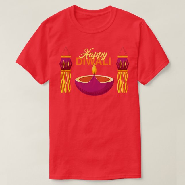 Happy Diwali Diya Lanterns T-Shirt (Design Front)