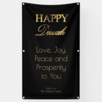 Happy Diwali Elegant Black Gold Typography