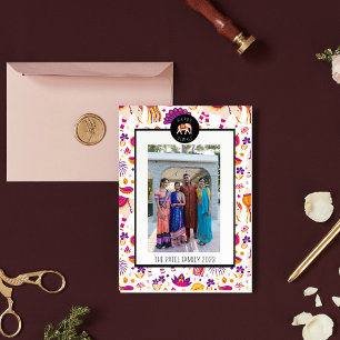 Happy Diwali Elephant Holiday Photo Card 