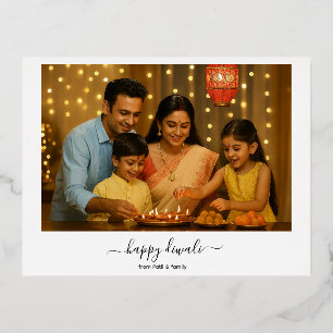 Happy Diwali Family Celebration Foil Holiday Postcard