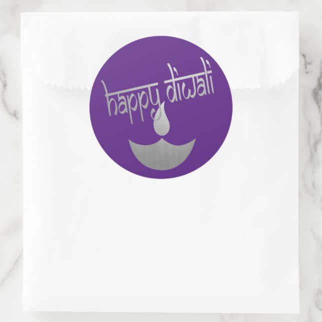 Happy Diwali Festival Of Light Classic Round Sticker (Bag)