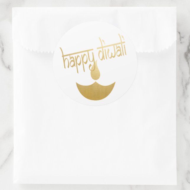 Happy Diwali Festival Of Light Classic Round Sticker (Bag)