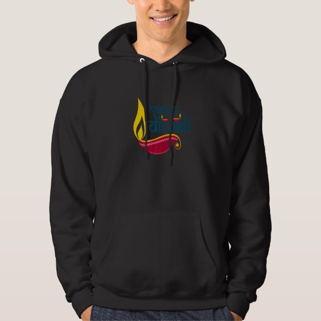 Happy Diwali Festival of Lights 3 Lights For India Hoodie (Front)