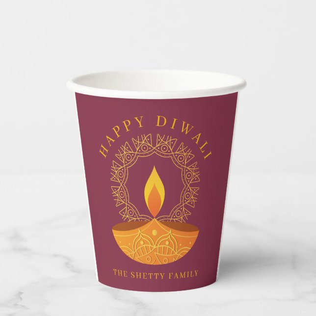 Happy Diwali Festival of Lights Celebration Paper Cups (Front)