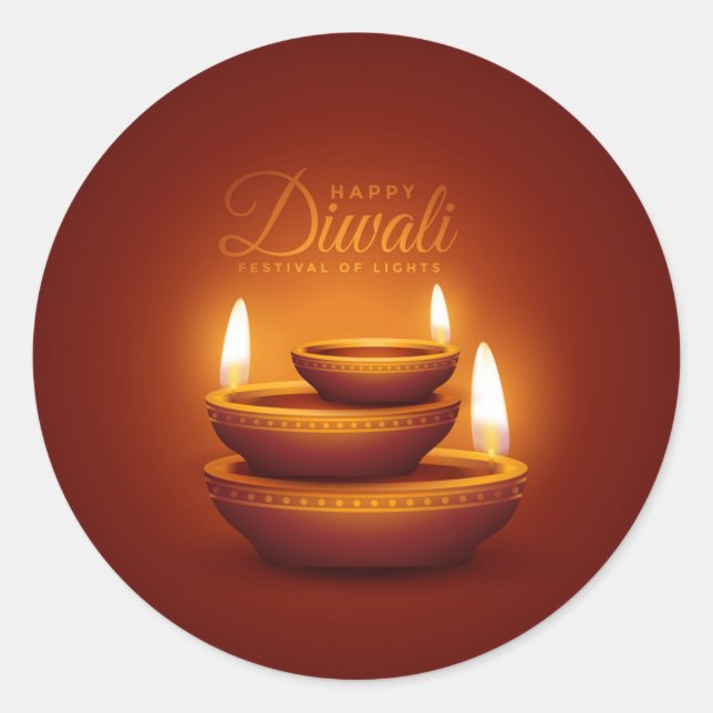 Happy Diwali, Festival of Lights Classic Round Sticker (Front)