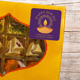 Happy Diwali Festival of Lights Diya Custom Square Sticker