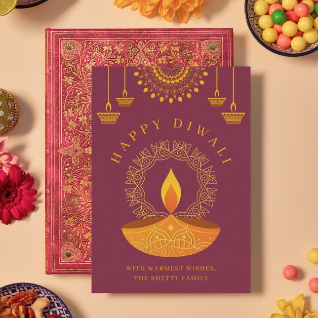 Happy Diwali Festival of Lights Diya Holiday Card (Creator Uploaded)