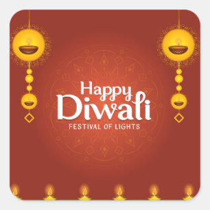 Happy Diwali Festival Of Lights Square Sticker