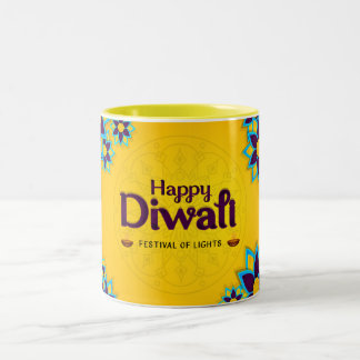 Happy Diwali - Festival of Lights Two-Tone Coffee Mug