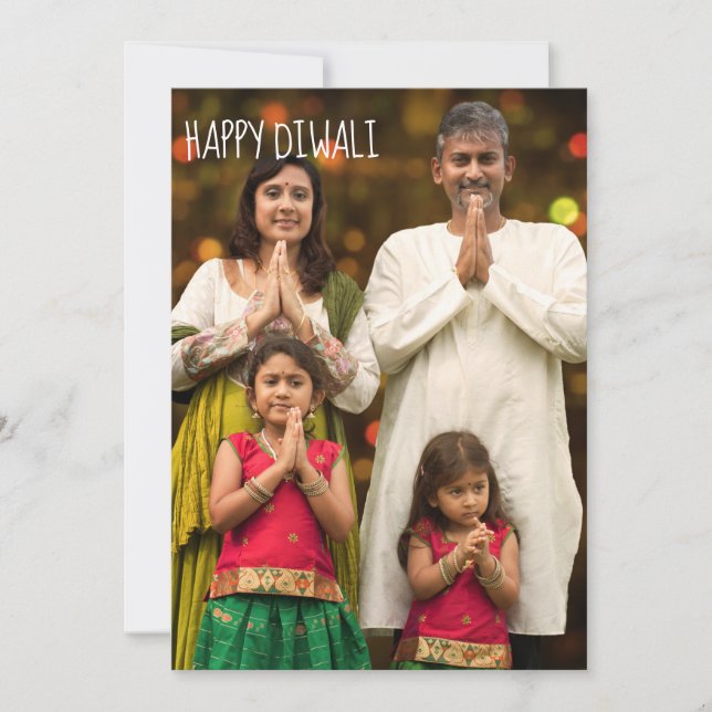 Happy Diwali Full Family Photo Holiday Card (Front)
