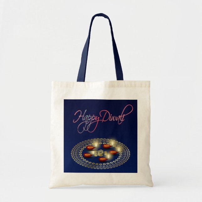 Happy Diwali Ganesha Rangoli - Budget Tote (Front)