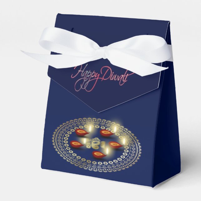 Happy Diwali Ganesha Rangoli - Favour Box Tent (Front Side)