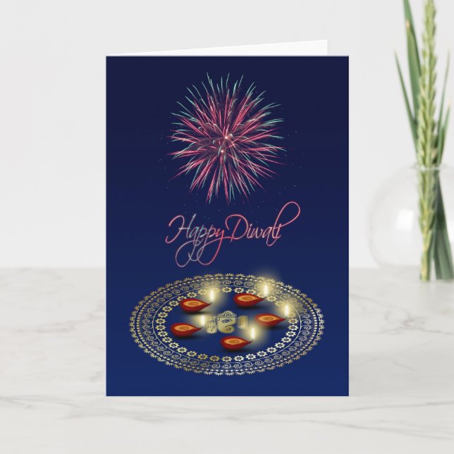 Happy Diwali Ganesha Rangoli - Greeting Card (Front)